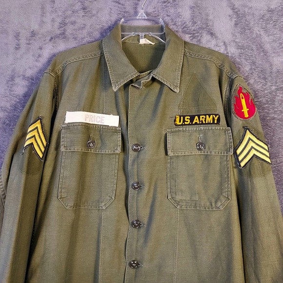 US Army issue Other - Vintage 60s US Army Trooper Fatigue‎ Vietnam Field Cotton Utility Shirt Medium